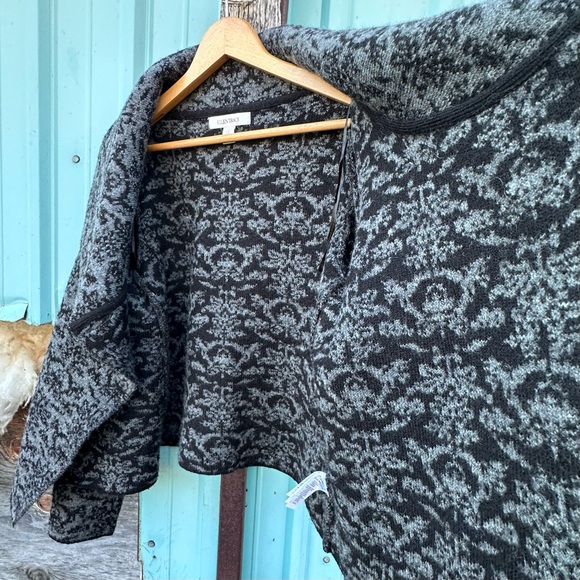 Ellen Tracy Cowl Neck Cardigan Size M Black & Gray Wool Blend Sweater Cozy Knit - Picture 5 of 10